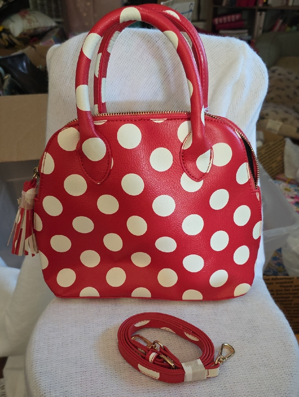 CC Boutique Red and White Polka Dot Crossbody. NWT